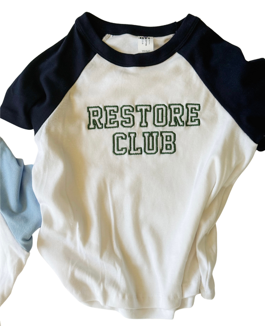 Restore Club Baby Tee - Navy & Green